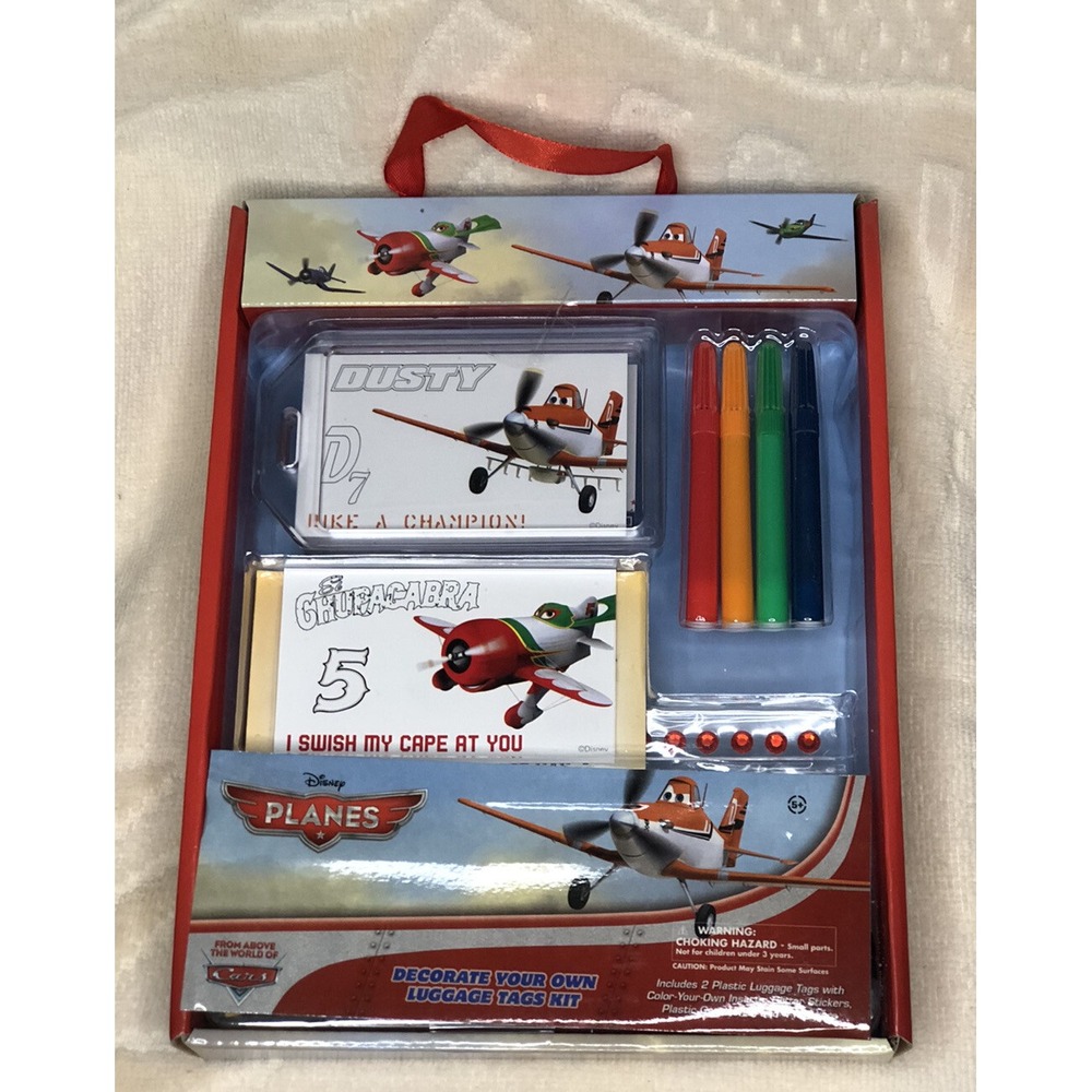 Disney Planes Decorate Your Own Luggage Tags Kit Dusty Crophopper Craft Set New